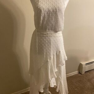 White Textured Sleeveless Dress